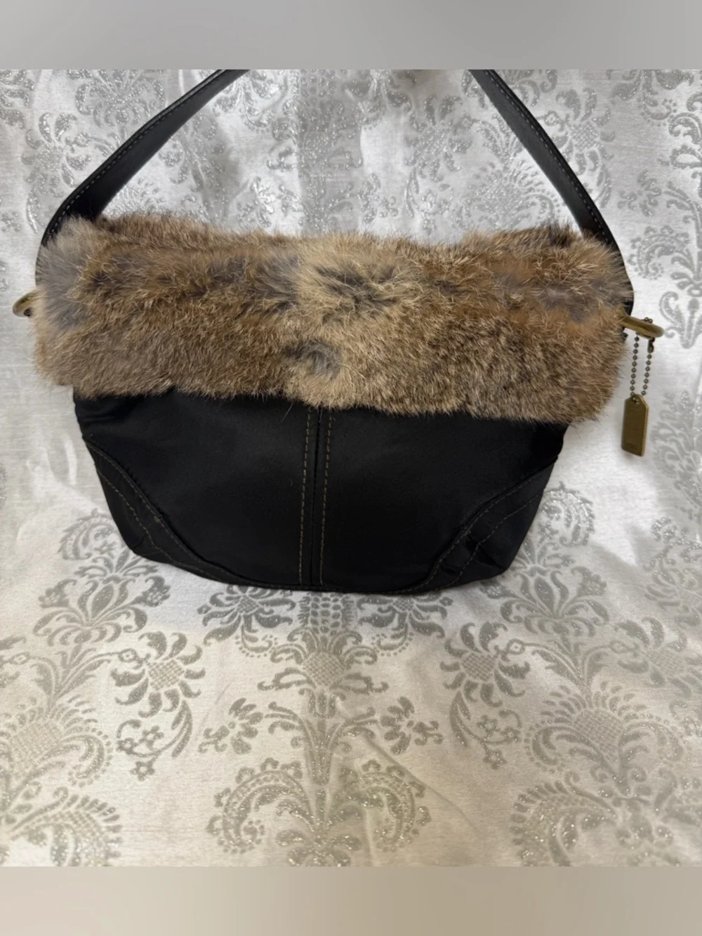 Coach y2k fur and brass soho bag vintage Coach Soho Ski Hobo Bag nwot new